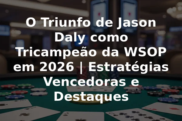 O Triunfo de Jason Daly como Tricampeão da WSOP em 2026 | Estratégias Vencedoras e Destaques