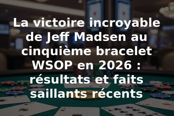 La victoire incroyable de Jeff Madsen au cinquième bracelet WSOP en 2026 : résultats et faits saillants récents