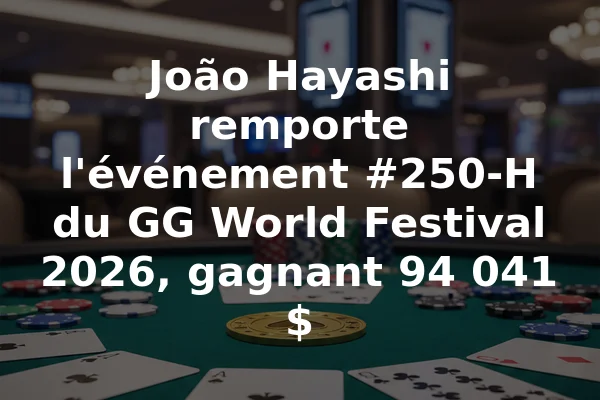 João Hayashi remporte l'événement #250-H du GG World Festival 2026, gagnant 94 041 $