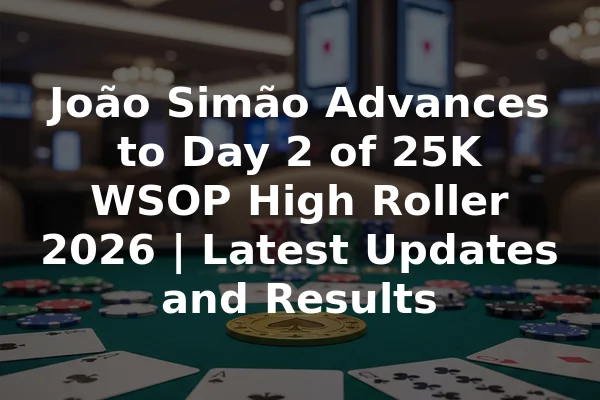 João Simão Advances to Day 2 of 25K WSOP High Roller 2026 | Latest Updates and Results