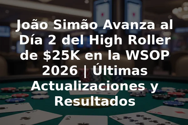 João Simão Avanza al Día 2 del High Roller de $25K en la WSOP 2026 | Últimas Actualizaciones y Resultados