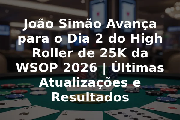 João Simão Avança para o Dia 2 do High Roller de 25K da WSOP 2026 | Últimas Atualizações e Resultados