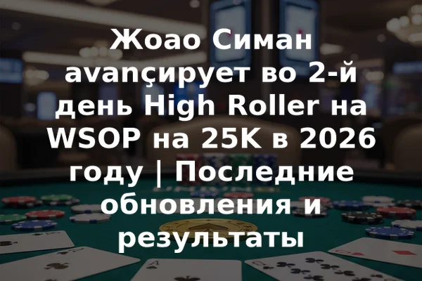 Жоао Симан avançирует во 2-й день High Roller на WSOP на 25K в 2026 году | Последние обновления и результаты