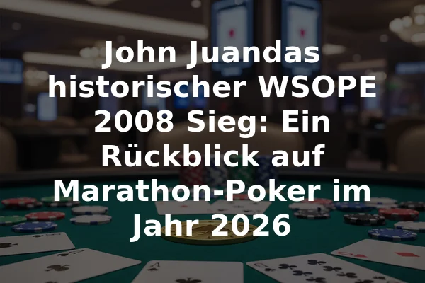 John Juandas historischer WSOPE 2008 Sieg: Ein Rückblick auf Marathon-Poker im Jahr 2026