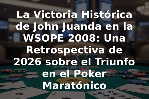 La Victoria Histórica de John Juanda en la WSOPE 2008: Una Retrospectiva de 2026 sobre el Triunfo en el Poker Maratónico