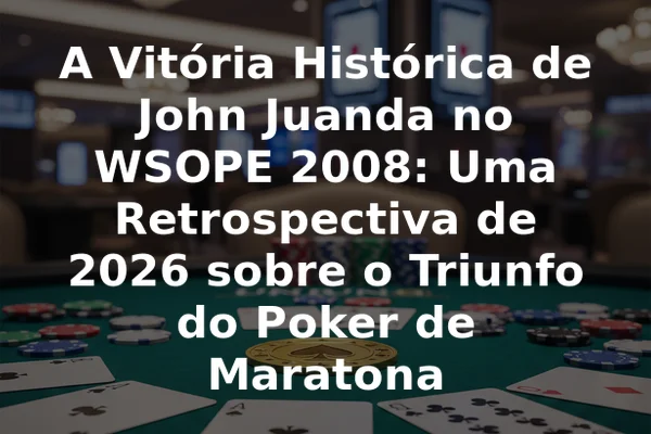 A Vitória Histórica de John Juanda no WSOPE 2008: Uma Retrospectiva de 2026 sobre o Triunfo do Poker de Maratona