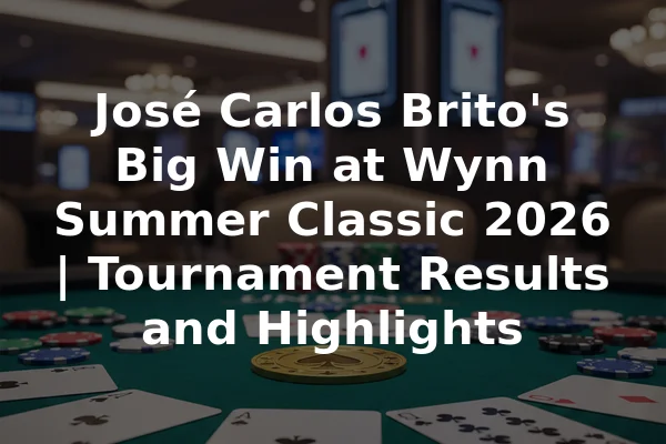 José Carlos Brito's Big Win at Wynn Summer Classic 2026 | Tournament Results and Highlights