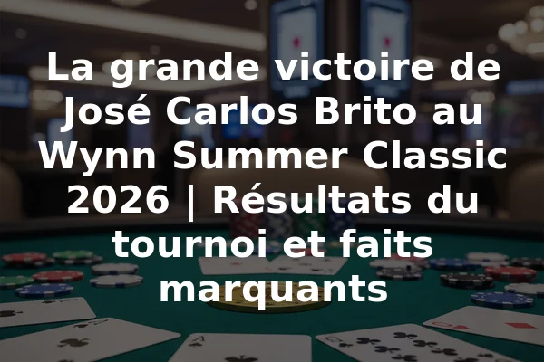 La grande victoire de José Carlos Brito au Wynn Summer Classic 2026 | Résultats du tournoi et faits marquants