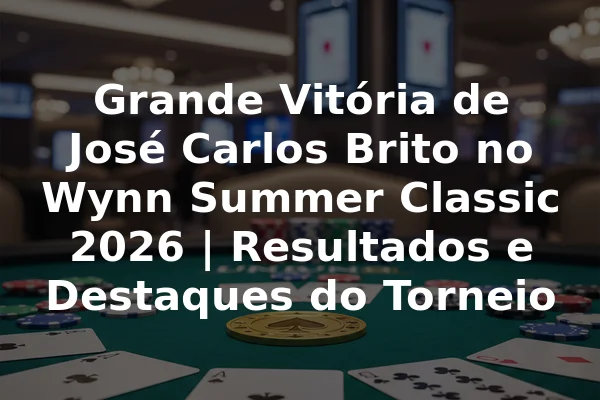 Grande Vitória de José Carlos Brito no Wynn Summer Classic 2026 | Resultados e Destaques do Torneio