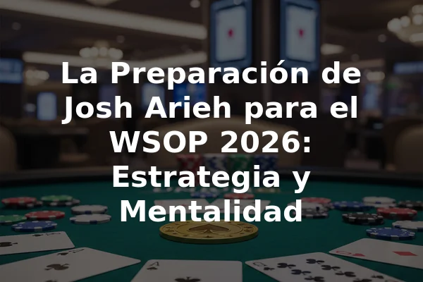 La Preparación de Josh Arieh para el WSOP 2026: Estrategia y Mentalidad