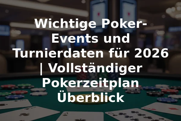 Wichtige Poker-Events und Turnierdaten für 2026 | Vollständiger Pokerzeitplan Überblick