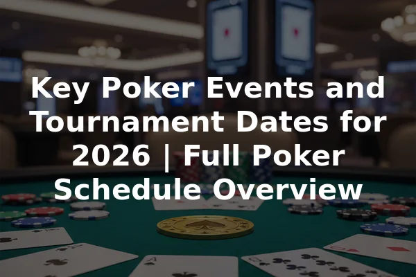 Key Poker Events and Tournament Dates for 2026 | Full Poker Schedule Overview