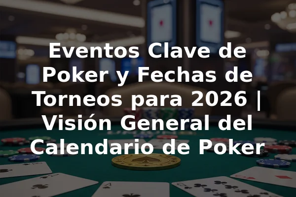 Eventos Clave de Poker y Fechas de Torneos para 2026 | Visión General del Calendario de Poker