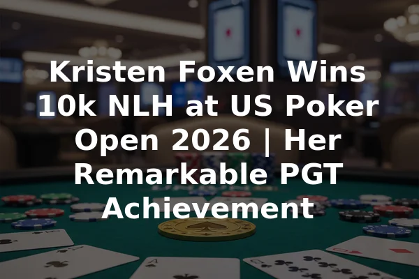 Kristen Foxen Wins 10k NLH at US Poker Open 2026 | Her Remarkable PGT Achievement
