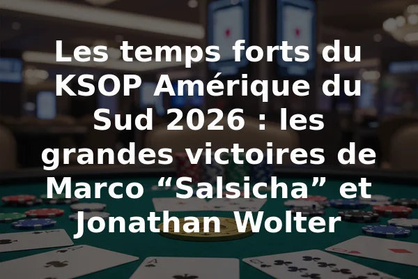 Les temps forts du KSOP Amérique du Sud 2026 : les grandes victoires de Marco “Salsicha” et Jonathan Wolter