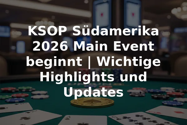KSOP Südamerika 2026 Main Event beginnt | Wichtige Highlights und Updates