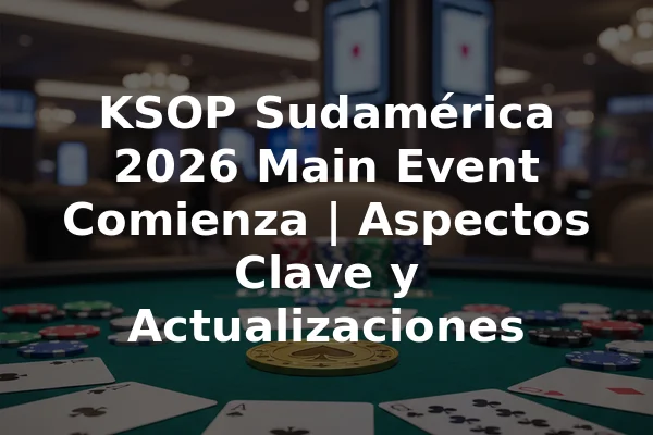 KSOP Sudamérica 2026 Main Event Comienza | Aspectos Clave y Actualizaciones