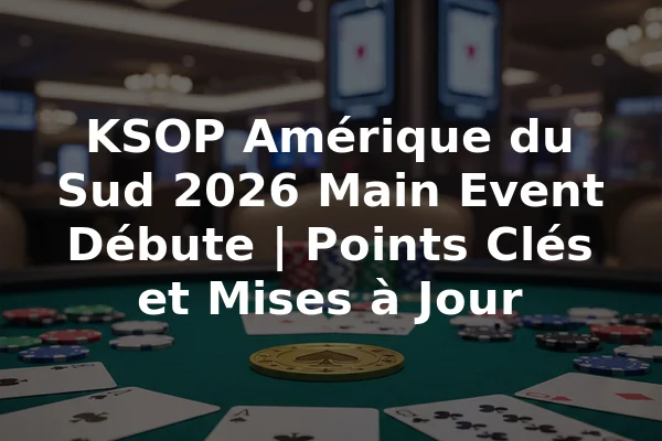 KSOP Amérique du Sud 2026 Main Event Débute | Points Clés et Mises à Jour