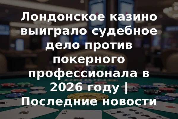 Лондонское казино выиграло судебное дело против покерного профессионала в 2026 году | Последние новости