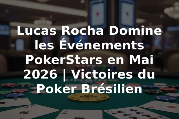 Lucas Rocha Domine les Événements PokerStars en Mai 2026 | Victoires du Poker Brésilien