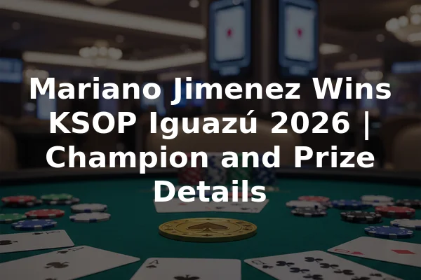 Mariano Jimenez Wins KSOP Iguazú 2026 | Champion and Prize Details