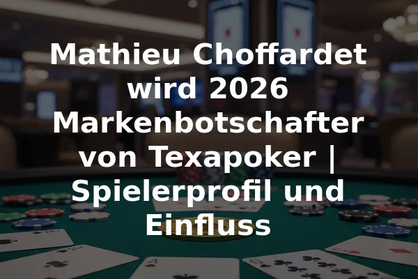 Mathieu Choffardet wird 2026 Markenbotschafter von Texapoker | Spielerprofil und Einfluss