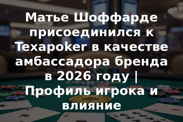 Матье Шоффарде присоединился к Texapoker в качестве амбассадора бренда в 2026 году | Профиль игрока и влияние