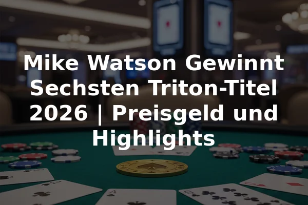 Mike Watson Gewinnt Sechsten Triton-Titel 2026 | Preisgeld und Highlights