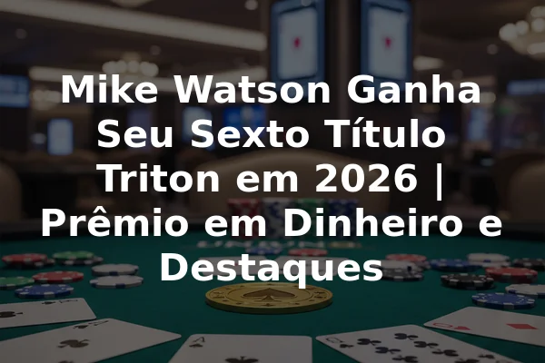 Mike Watson Ganha Seu Sexto Título Triton em 2026 | Prêmio em Dinheiro e Destaques