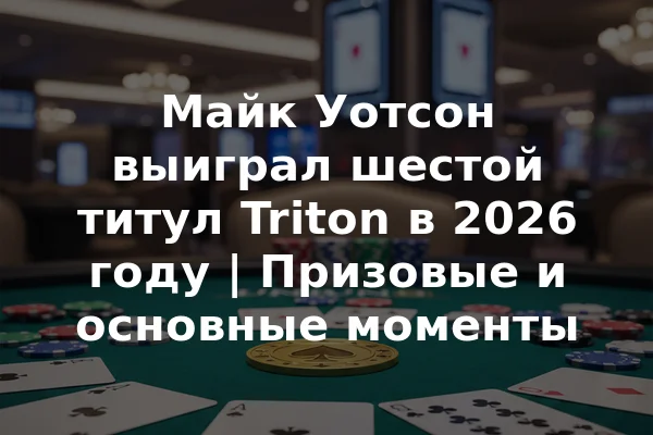 Майк Уотсон выиграл шестой титул Triton в 2026 году | Призовые и основные моменты