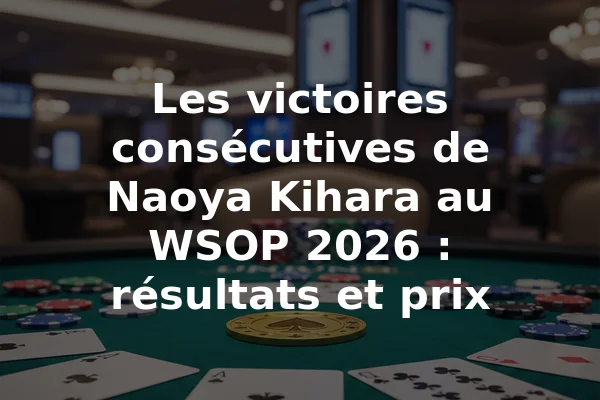 Les victoires consécutives de Naoya Kihara au WSOP 2026 : résultats et prix