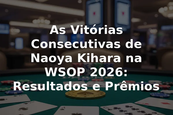As Vitórias Consecutivas de Naoya Kihara na WSOP 2026: Resultados e Prêmios