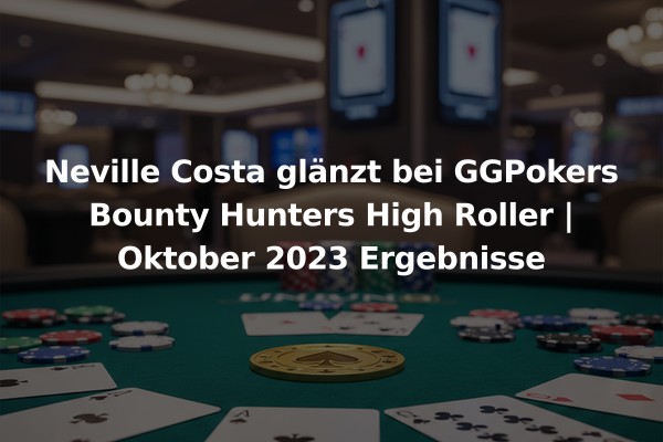 Neville Costa glänzt bei GGPokers Bounty Hunters High Roller | Oktober 2023 Ergebnisse