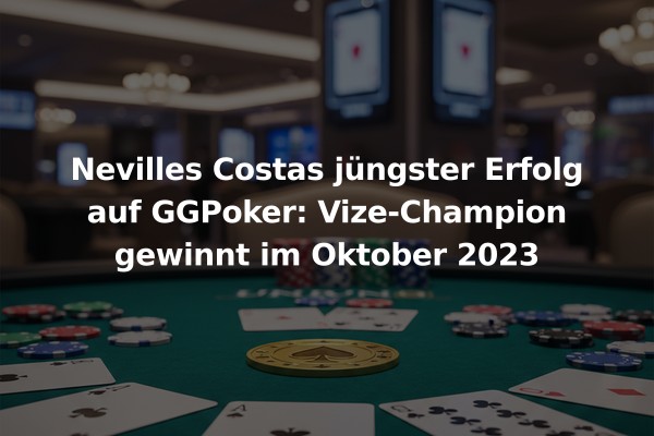 Nevilles Costas jüngster Erfolg auf GGPoker: Vize-Champion gewinnt im Oktober 2023