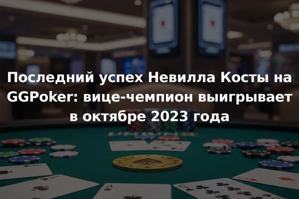 Последний успех Невилла Косты на GGPoker: вице-чемпион выигрывает в октябре 2023 года