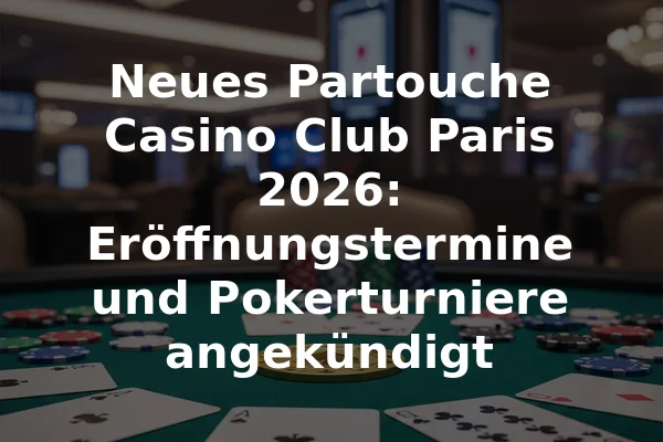 Neues Partouche Casino Club Paris 2026: Eröffnungstermine und Pokerturniere angekündigt