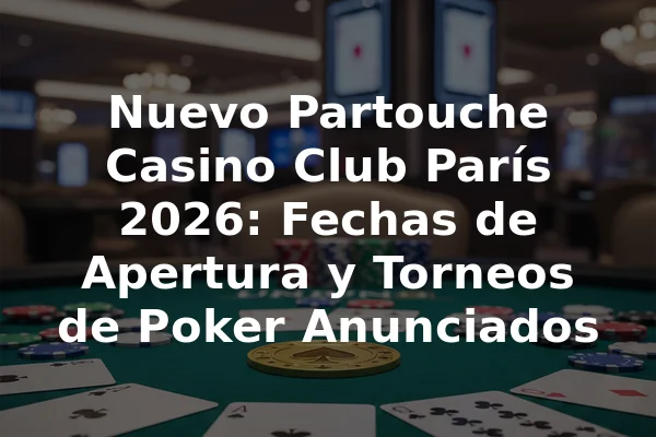 Nuevo Partouche Casino Club París 2026: Fechas de Apertura y Torneos de Poker Anunciados