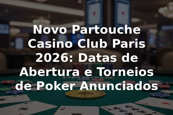 Novo Partouche Casino Club Paris 2026: Datas de Abertura e Torneios de Poker Anunciados
