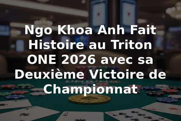 Ngo Khoa Anh Fait Histoire au Triton ONE 2026 avec sa Deuxième Victoire de Championnat