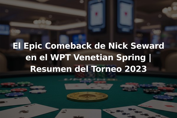 El Epic Comeback de Nick Seward en el WPT Venetian Spring | Resumen del Torneo 2023
