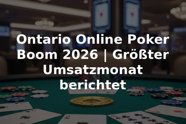 Ontario Online Poker Boom 2026 | Größter Umsatzmonat berichtet