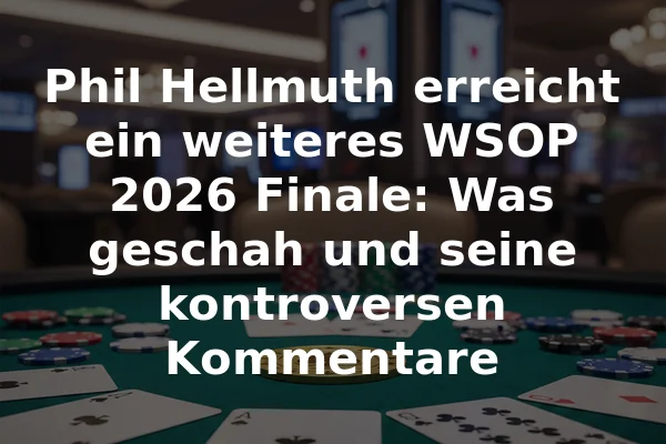 Phil Hellmuth erreicht ein weiteres WSOP 2026 Finale: Was geschah und seine kontroversen Kommentare