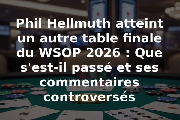 Phil Hellmuth atteint un autre table finale du WSOP 2026 : Que s'est-il passé et ses commentaires controversés