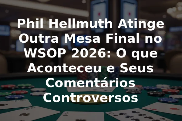 Phil Hellmuth Atinge Outra Mesa Final no WSOP 2026: O que Aconteceu e Seus Comentários Controversos