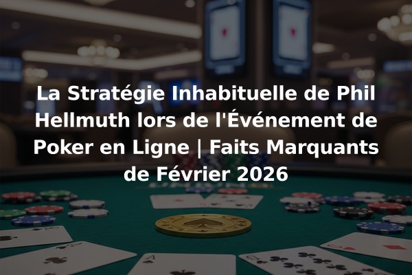La Stratégie Inhabituelle de Phil Hellmuth lors de l'Événement de Poker en Ligne | Faits Marquants de Février 2026