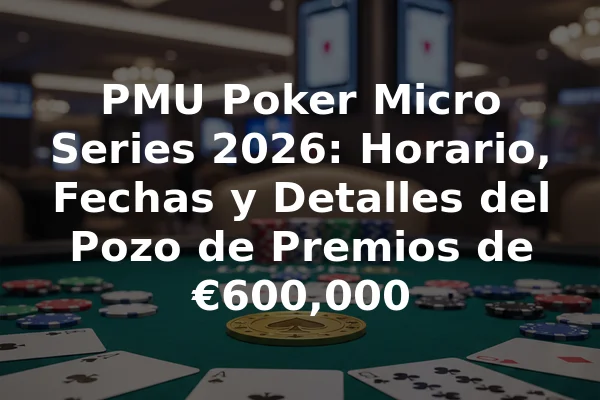 PMU Poker Micro Series 2026: Horario, Fechas y Detalles del Pozo de Premios de €600,000