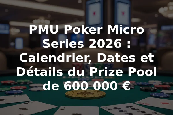 PMU Poker Micro Series 2026 : Calendrier, Dates et Détails du Prize Pool de 600 000 €