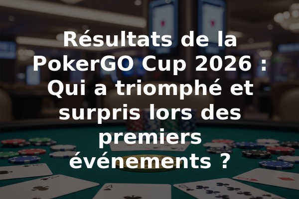 Résultats de la PokerGO Cup 2026 : Qui a triomphé et surpris lors des premiers événements ?