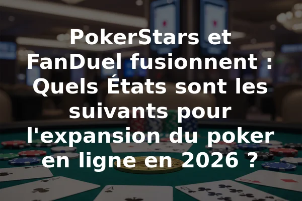 PokerStars et FanDuel fusionnent : Quels États sont les suivants pour l'expansion du poker en ligne en 2026 ?