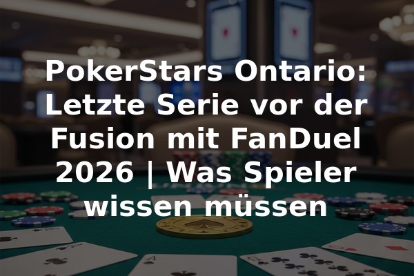 PokerStars Ontario: Letzte Serie vor der Fusion mit FanDuel 2026 | Was Spieler wissen müssen